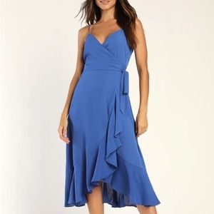NWT Lulu’s Blue Wrap Dress